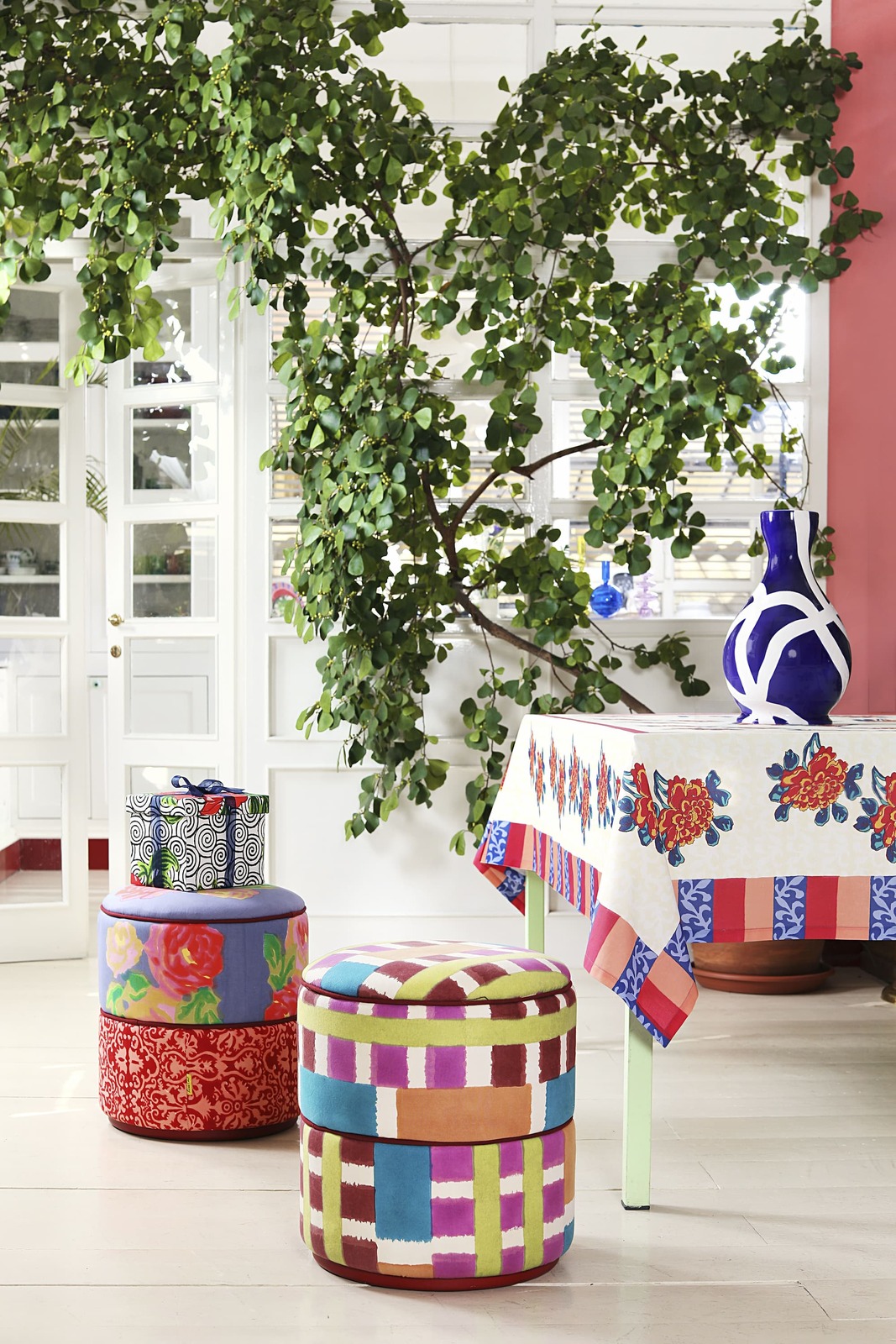 ottoman nizam grey--damask red rose