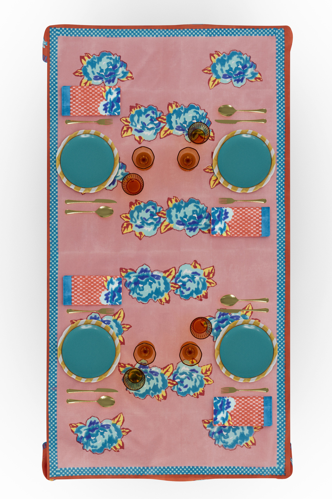 cotton cloth 220x220cm--double peonia rust old pink