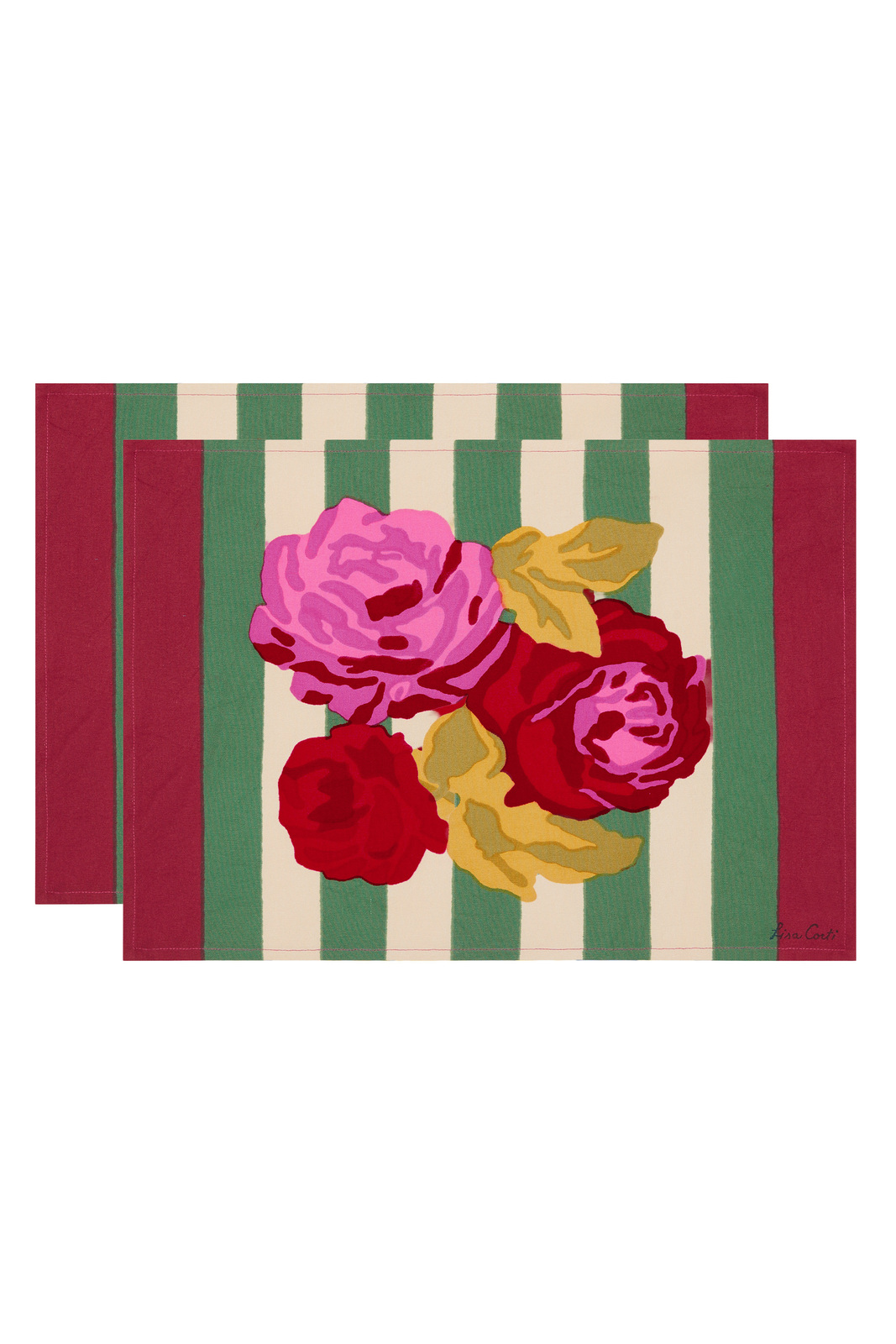 set di 2 tovagliette cotone 35x48cm--nizam stripes green natural