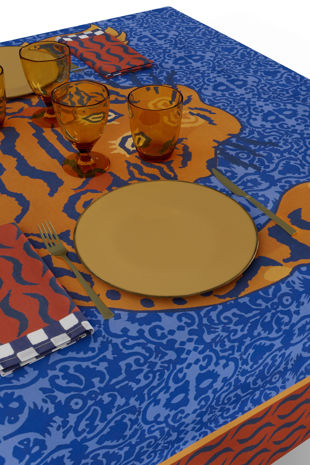 telo cotone 180x350cm--tibetan tiger celeste blue