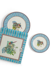 set di 2 piatti in porcellana--jungle parrot blue 