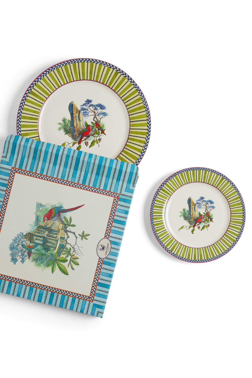 set di 2 piatti in porcellana--jungle parrot green 