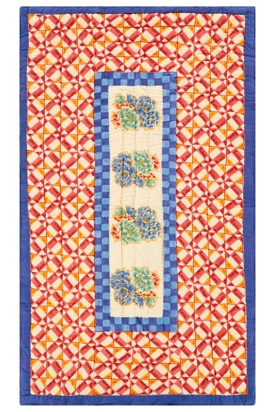 reversible quilt 110x180cm--positano red tiles