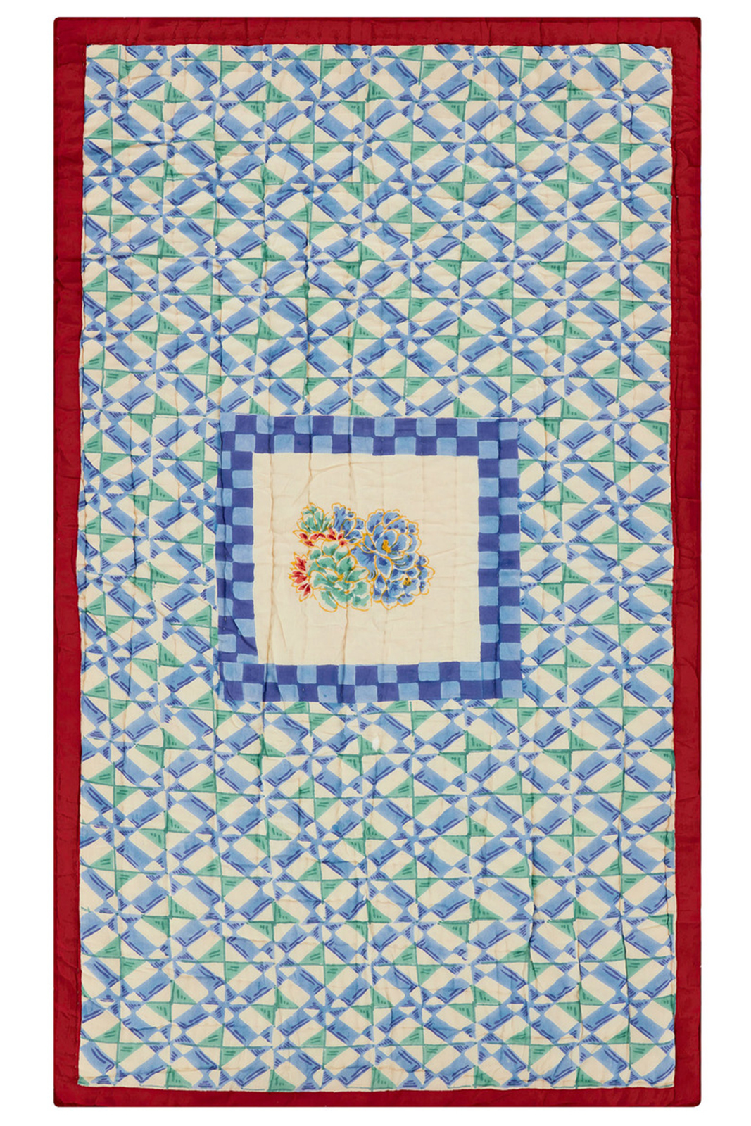 reversible quilt 110x180cm--positano red tiles