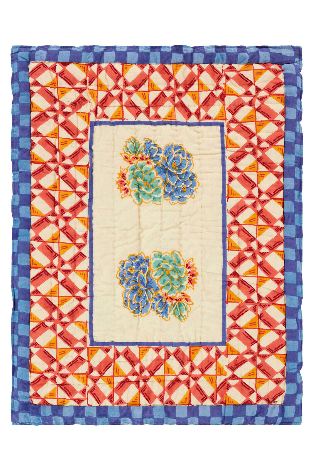 reversible quilt 70x100cm--positano red tiles