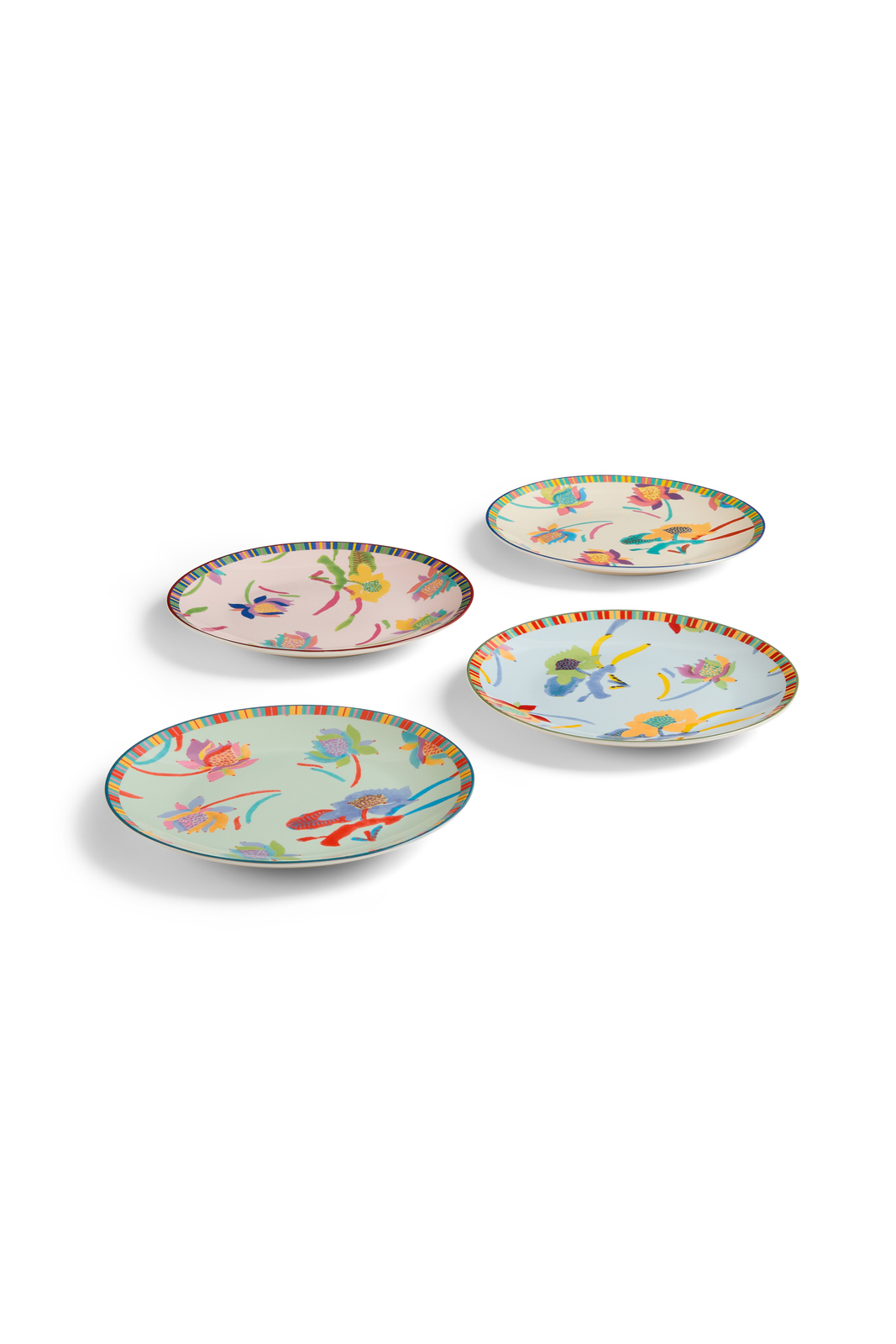 set di 4 piatti da dessert in porcellana--japanese