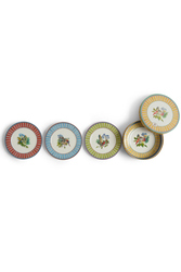 set di 4 piatti da dessert in porcellana--jungle parrot