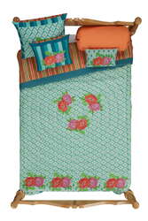 reversible quilt 250x270cm--hima big flower turquoise