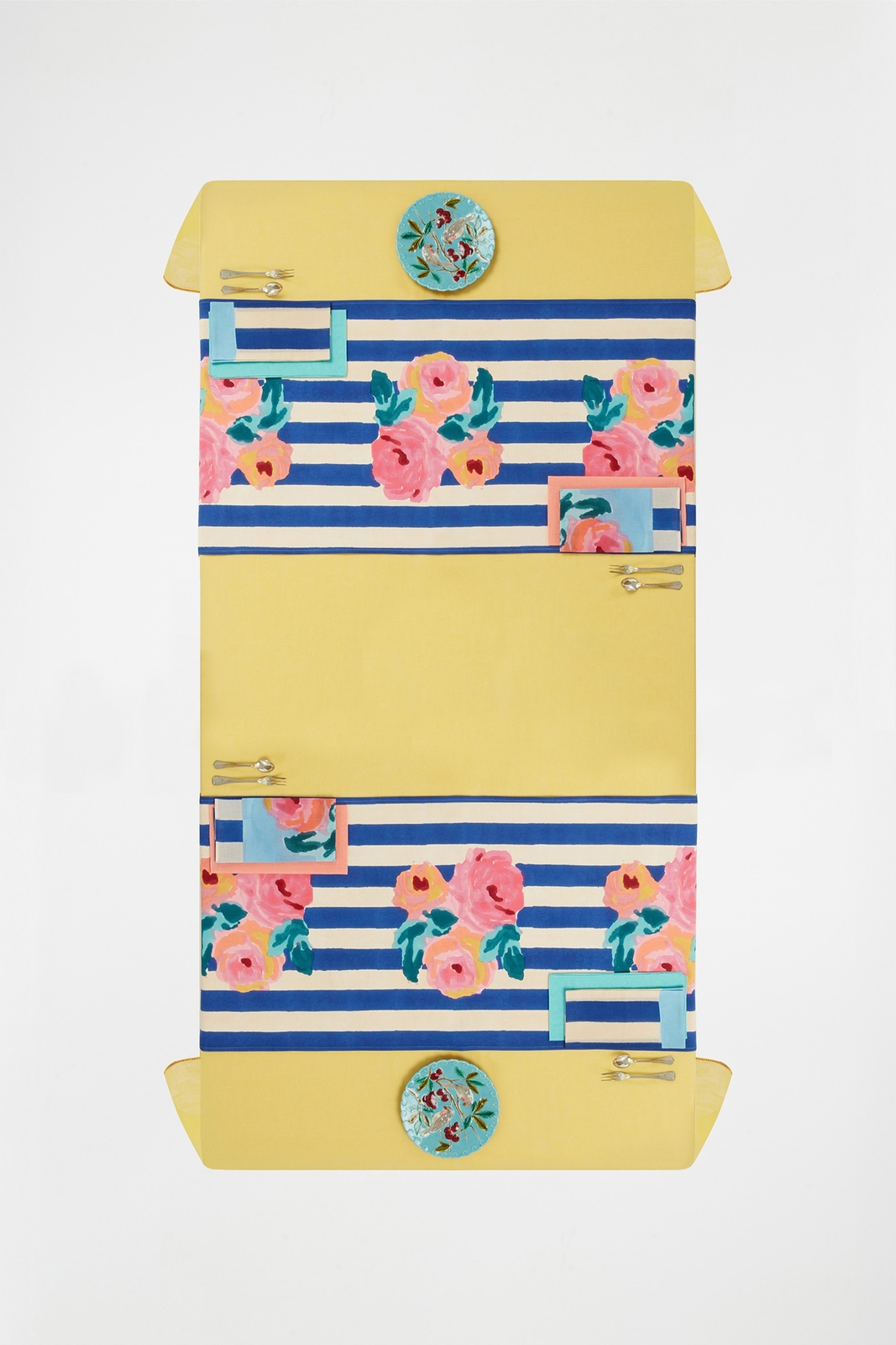 cotton runner 50x150cm--nizam stripes blue natural