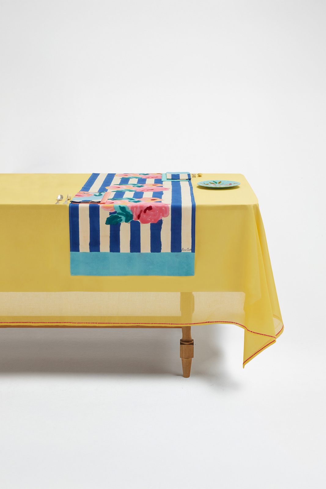 cotton runner 50x150cm--nizam stripes blue natural