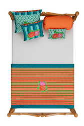 reversible quilt 100x180cm--hima big flower turquoise