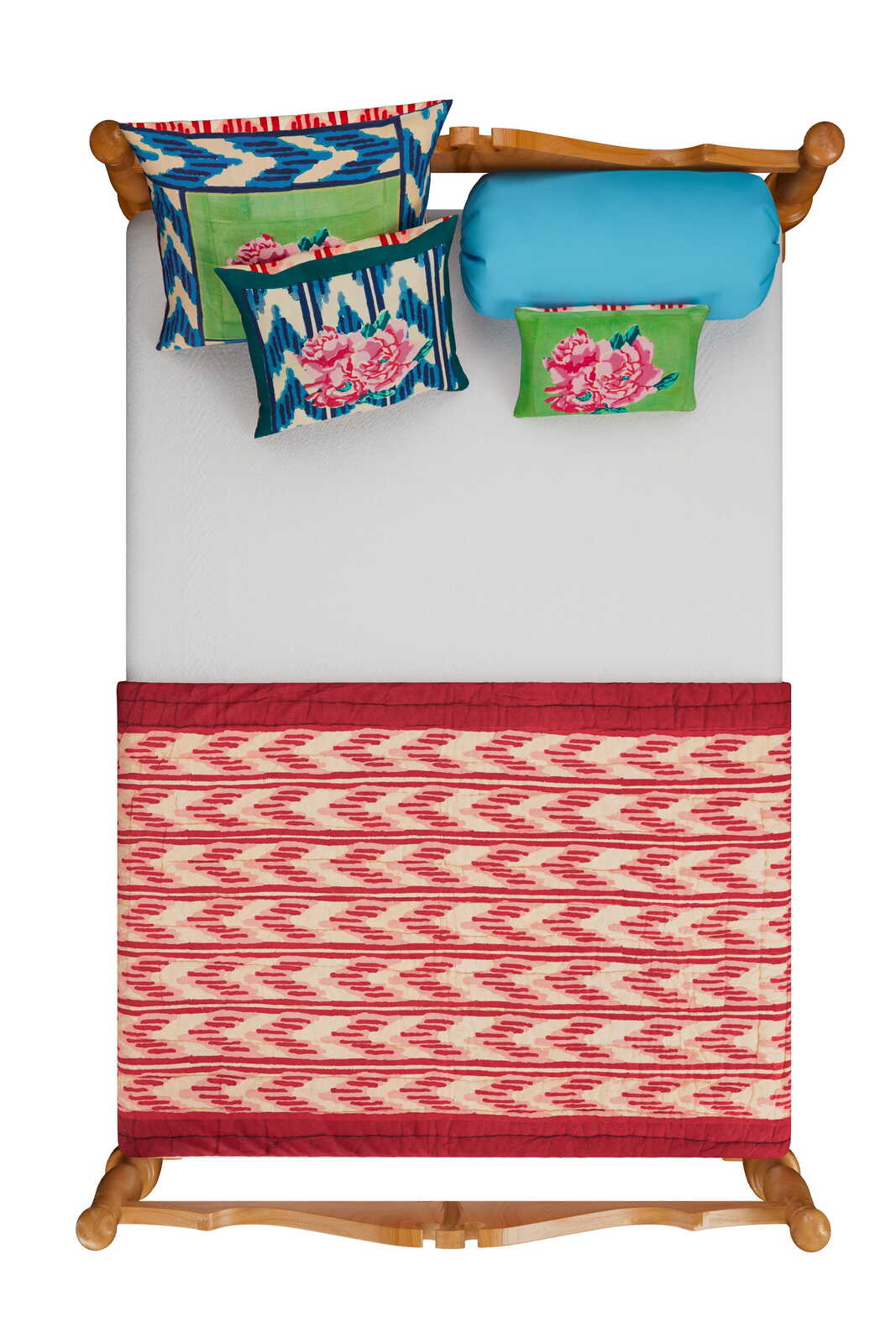 reversible quilt 110x180cm--nina rose mint