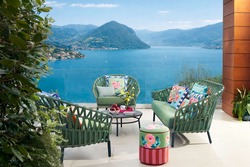 cotton cushion cover 45x45cm--positano red tiles