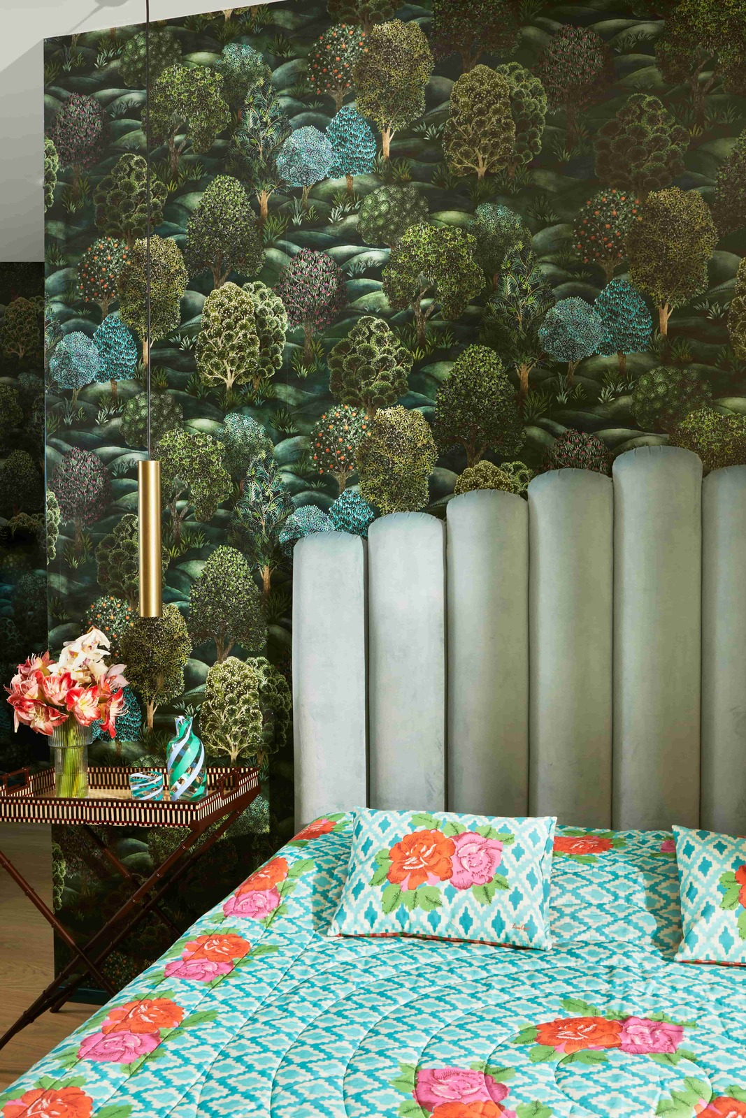 reversible quilt 180x270cm--hima big flower turquoise