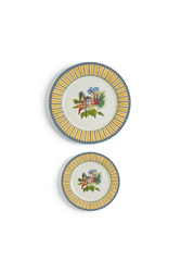 porcelain set plate of 2--jungle parrot yellow 
