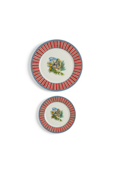 porcelain set plate of 2--jungle parrot red 