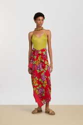 pareo--three flower red 