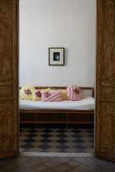 lisa corti x the socialite family bomboloni cushion--bold rose
