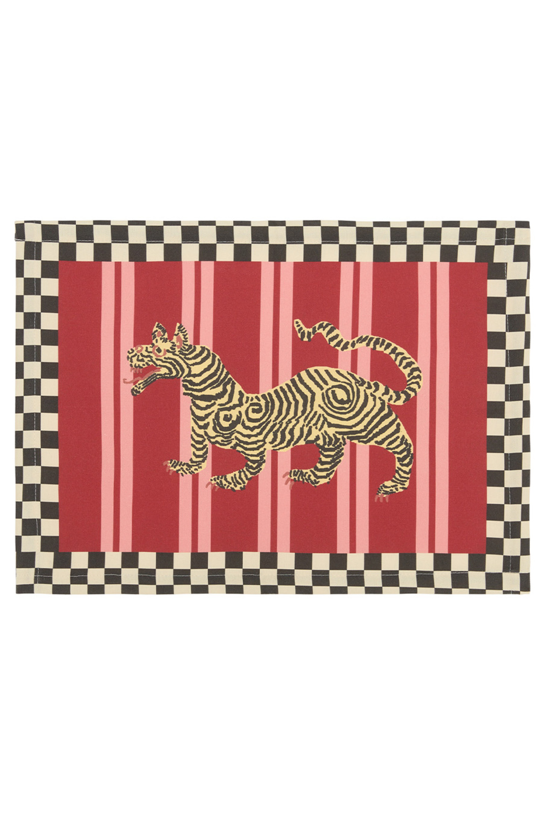 lisa corti x the socialite family cotton placemat 35x48cm--tiger bordeaux