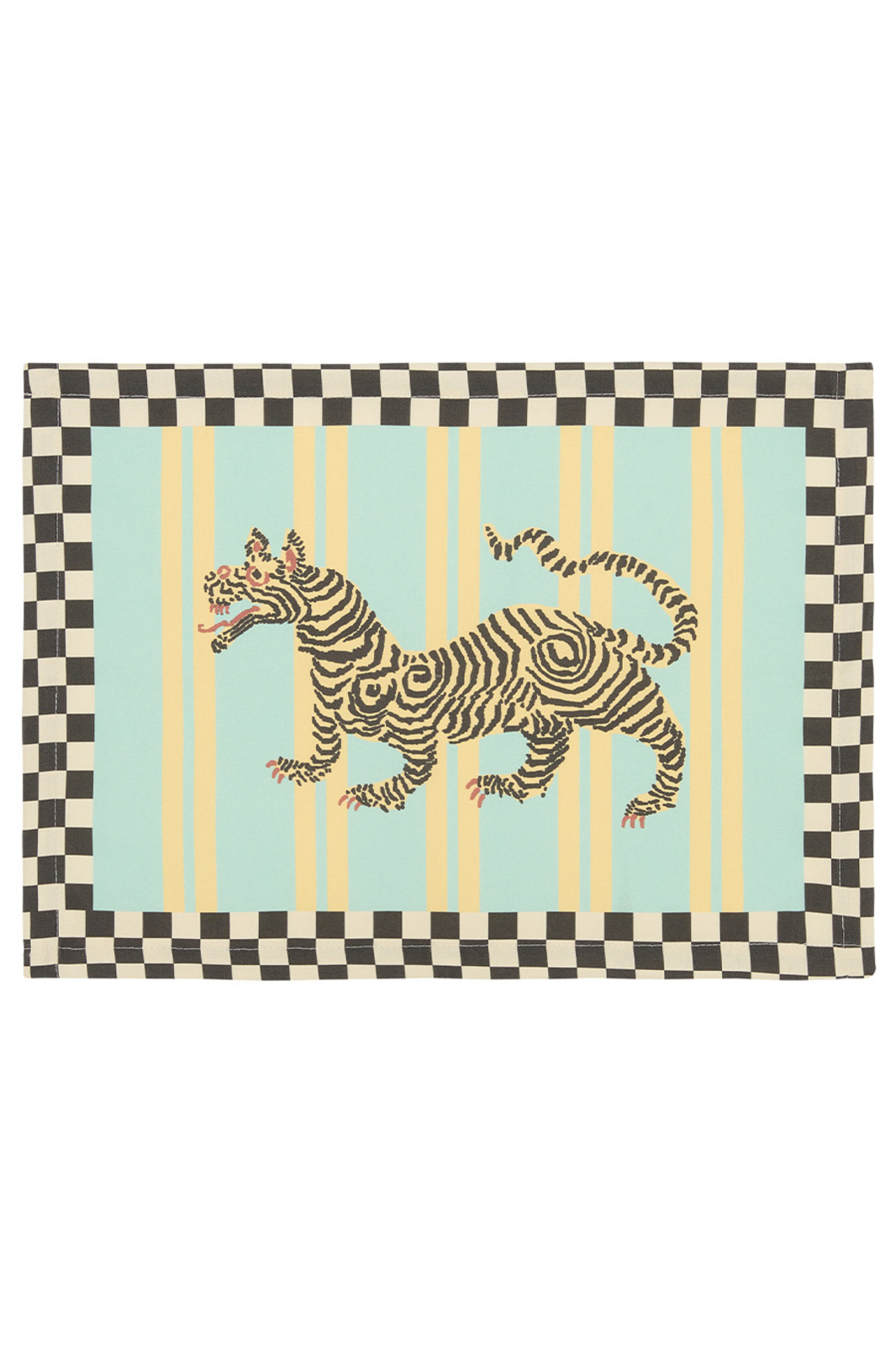 lisa corti x the socialite family cotton placemat 35x48cm--tiger light blue