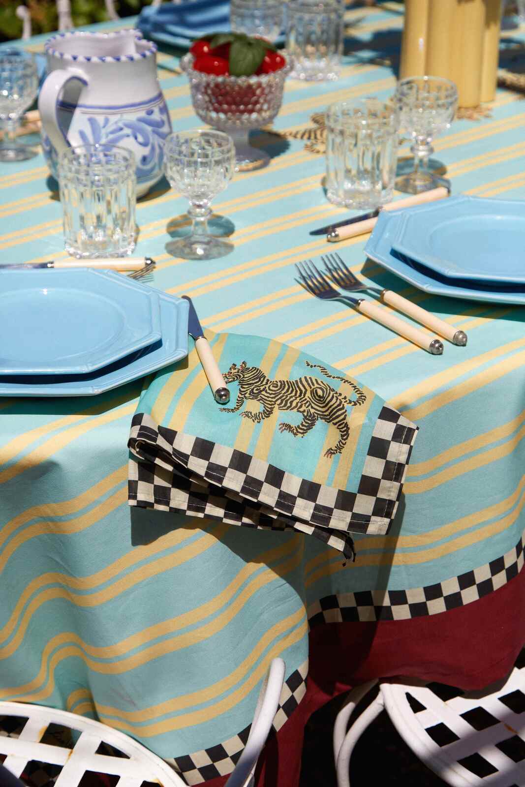 lisa corti x the socialite family tovagliolo cotone 50x50cm--tiger light blue