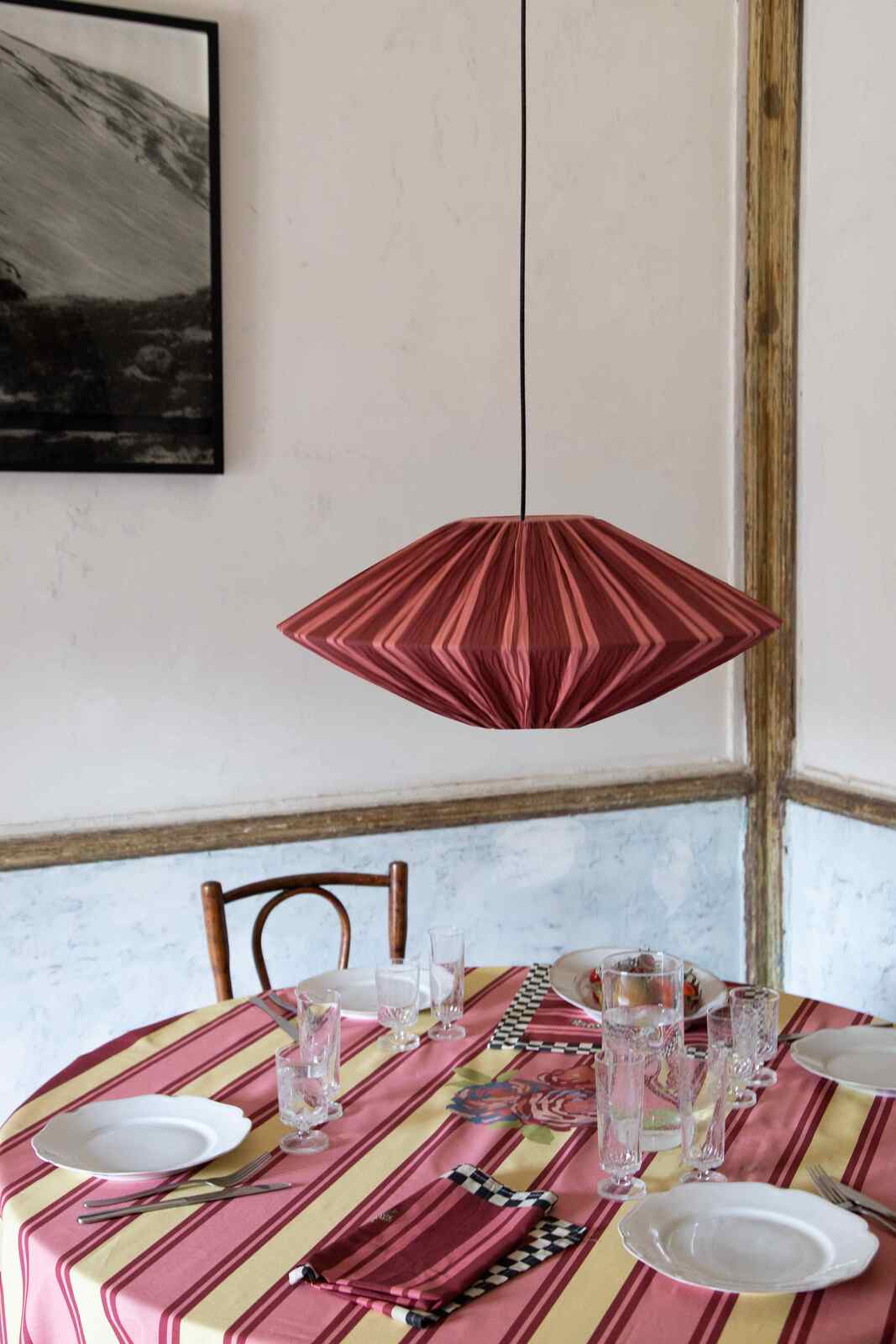 lisa corti x the socialite family brera pendant light--double stripes bordeaux 