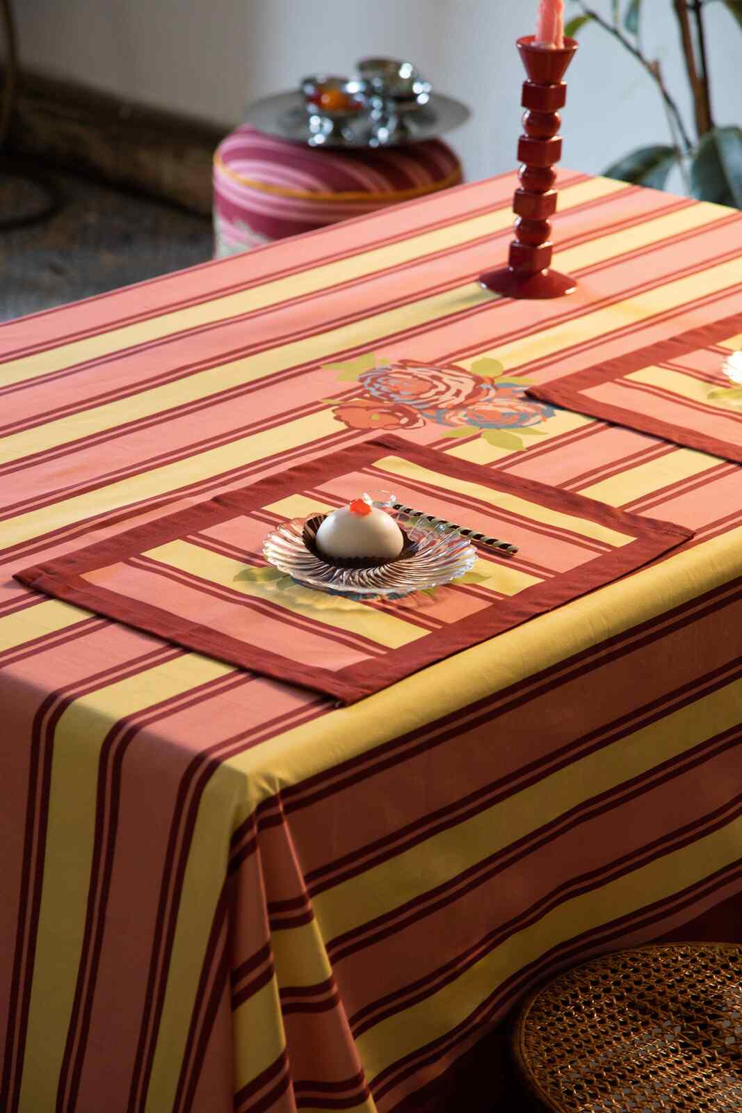 lisa corti x the socialite family cotton placemat 35x48cm--bold rose butter pink