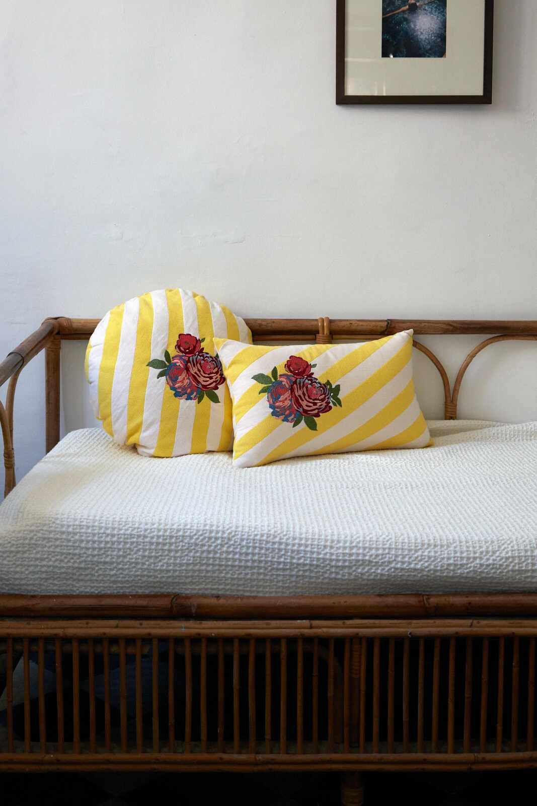 lisa corti x the socialite family carino cushion--bold rose stripes yellow