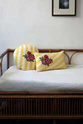 lisa corti x the socialite family carino cushion--bold rose stripes yellow